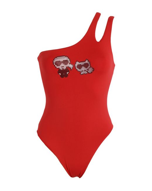 Karl Lagerfeld Synthetic One-piece Swimsuit in Red | Lyst