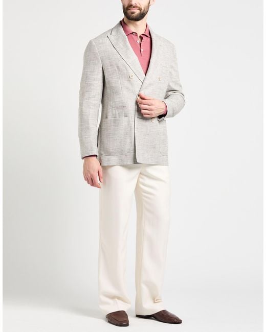 Brunello Cucinelli Gray Blazer Silk, Linen, Cotton, Polyamide for men