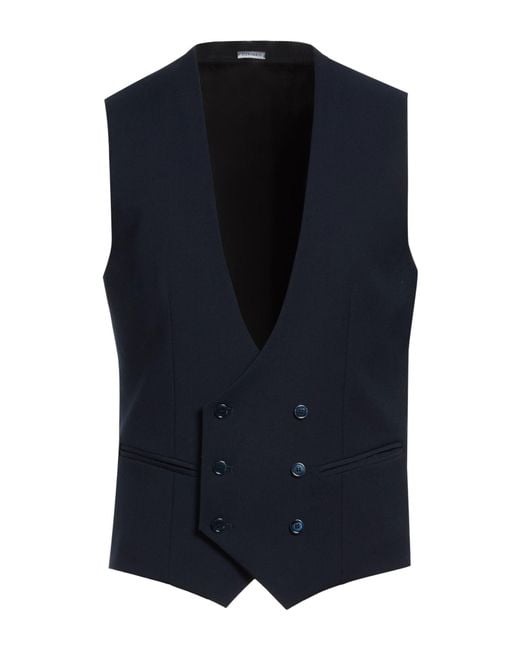 Daniele Alessandrini Blue Tailored Vest Polyester, Viscose, Elastane for men