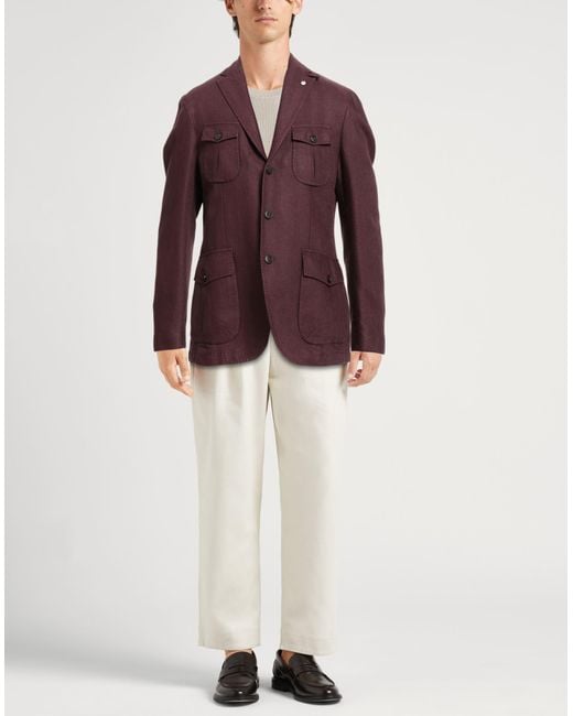 L.b.m. 1911 Purple Blazer Cotton, Linen for men