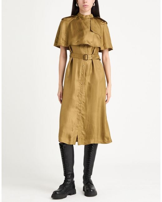 Burberry Metallic Khaki Midi Dress Viscose