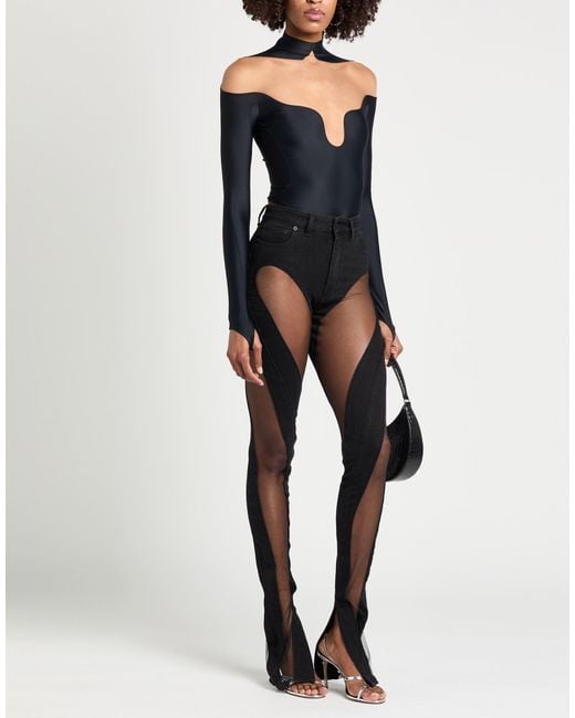 Mugler Blue Bodysuit Polyamide, Elastane