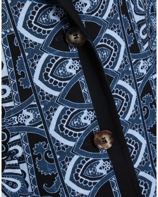 Etro Blue Slate Blazer Wool, Silk
