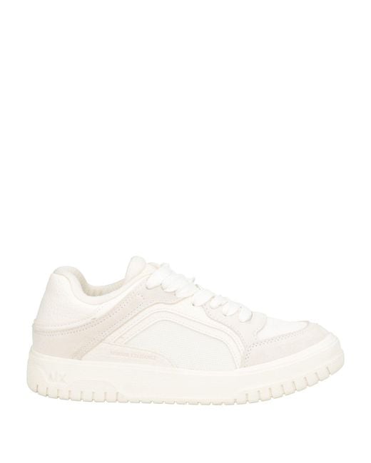 ARMANI EXCHANGE Natural Ivory Sneakers Polyester, Polyurethane, Cow Leather