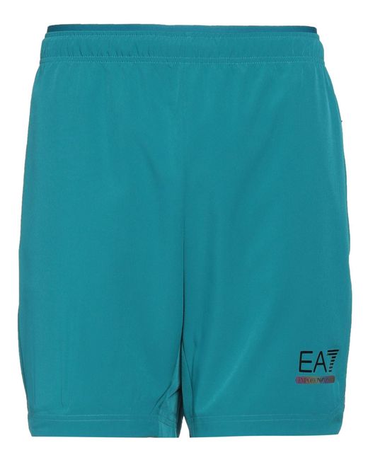 EA7 Blue Shorts & Bermuda Shorts Polyester, Elastane for men