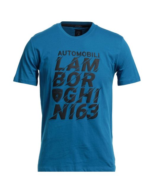 Automobili Lamborghini Blue T-Shirt Cotton, Elastane for men