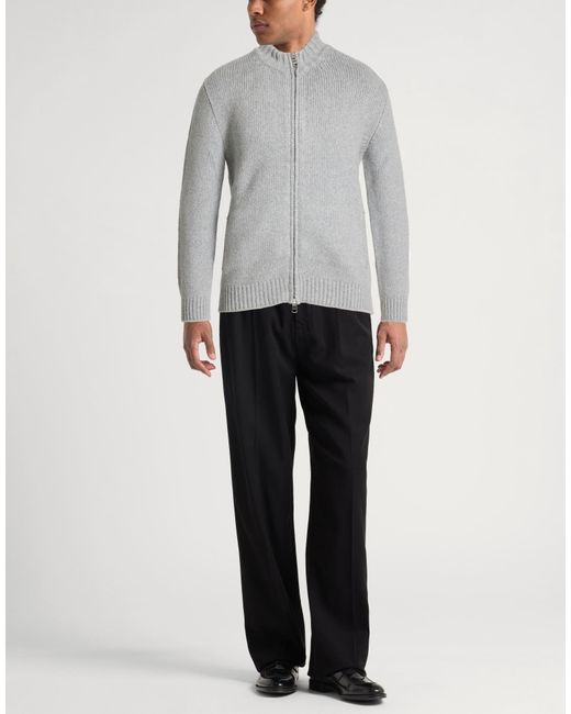Fedeli Gray Cardigan Cotton, Polyester for men