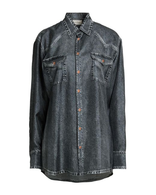 Pierre Louis Mascia Gray Charcoal Shirt Silk