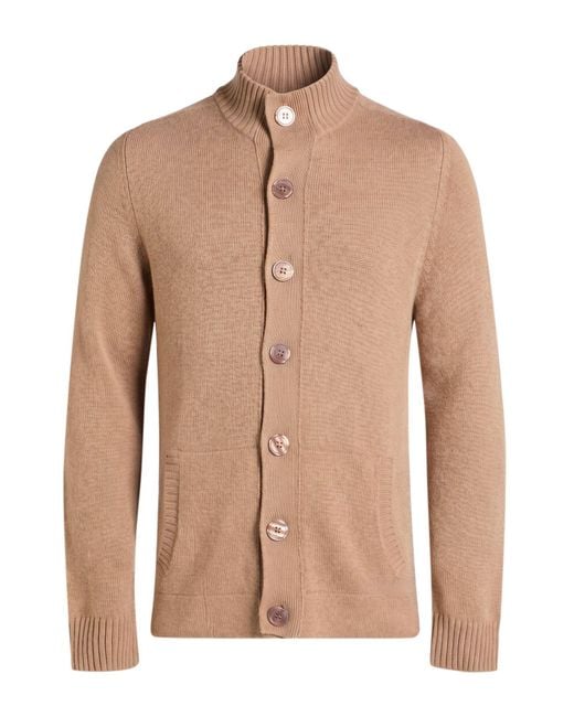 HENRY CLIFFORD Natural Cardigan Wool, Cashmere for men