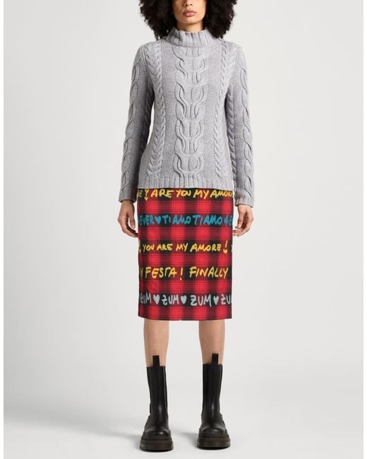 ALESSANDRO ENRIQUEZ Red Midi Skirt Cotton