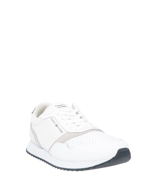 Tommy Hilfiger White Sneakers Leather, Textile Fibers for men