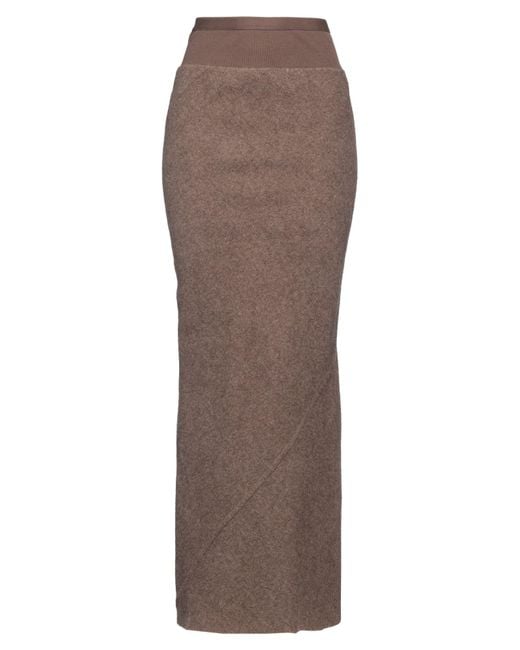 Rick Owens Brown Maxi Skirt Virgin Wool