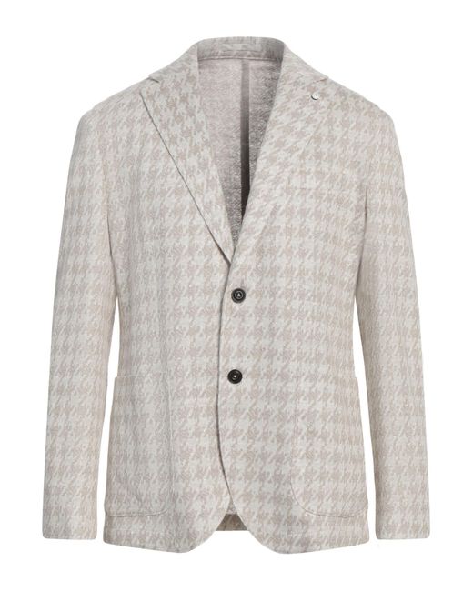 L.b.m. 1911 Gray Blazer Linen, Polyester for men
