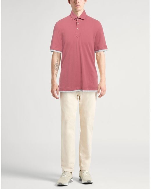 Brunello Cucinelli Pink Polo Shirt for men