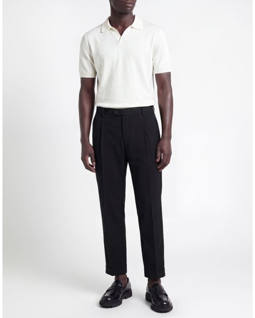 Reveres 1949 Black Pants Viscose, Polyamide for men
