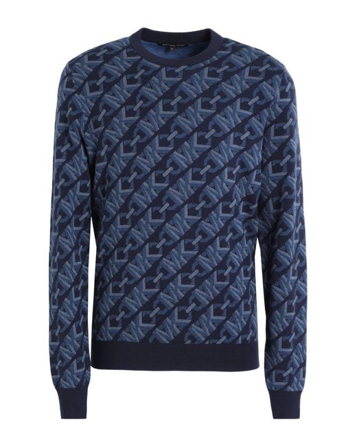 Michael Kors Mk Pullover Aus Merinowolle Mit Empire Signature-Jacquardmuster in Blue für Herren