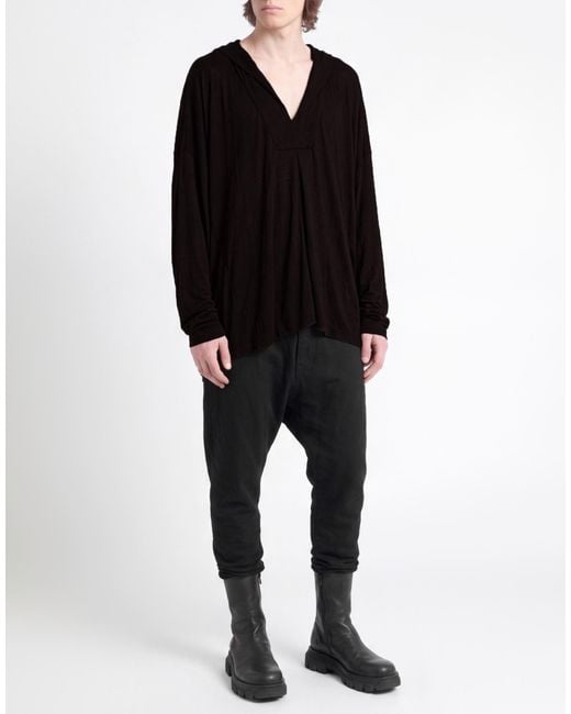 Rick Owens Black T-Shirt Virgin Wool, Silk for men