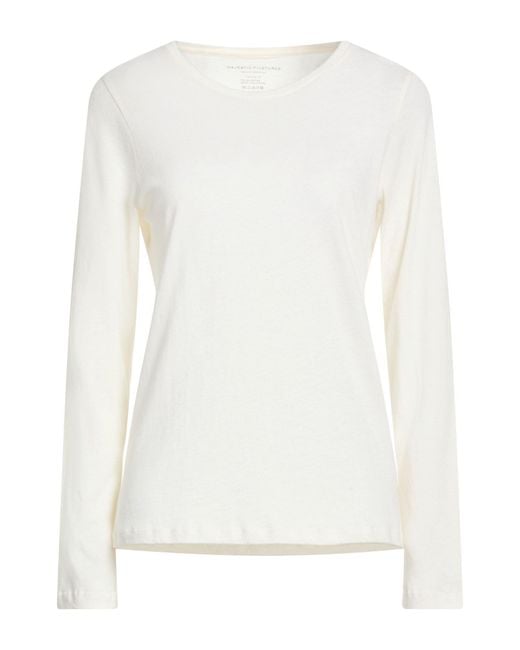 Majestic Filatures White Cream T-Shirt Cotton, Cashmere