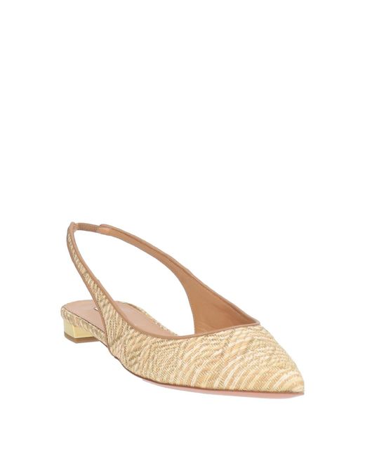 Aquazzura Natural Ballet Flats Textile Fibers, Leather
