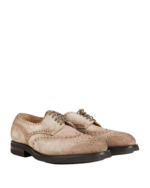 Santoni Brown Lace-Up Shoes Leather for men