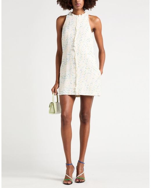 MSGM White Ivory Mini Dress Cotton, Polyester, Polyamide