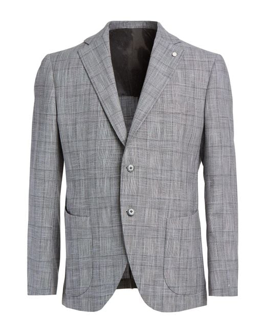 Luigi Bianchi Gray Blazer Virgin Wool, Silk, Cotton, Polyamide for men