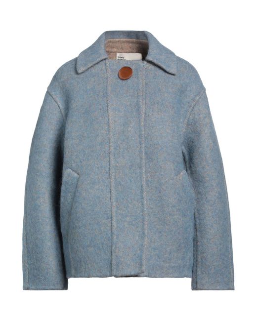 Tory Burch Blue Light Coat Wool, Synthetic Fibers, Mohair Wool, Alpaca Wool, Silk