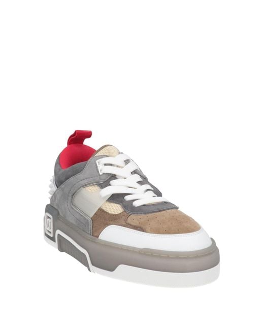 Christian Louboutin Gray Khaki Sneakers Leather, Textile Fibers for men