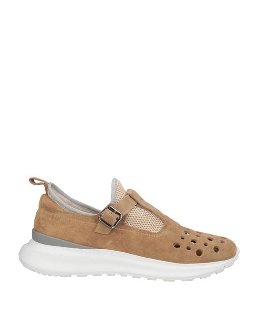 Giovanni Conti Brown Sneakers Leather, Textile Fibers for men