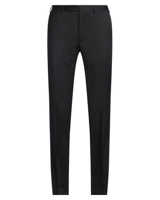 Canali Black Charcoal Pants Wool for men