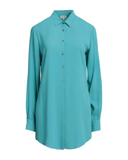 HER SHIRT HER DRESS Blue Shirt Viscose, Silk