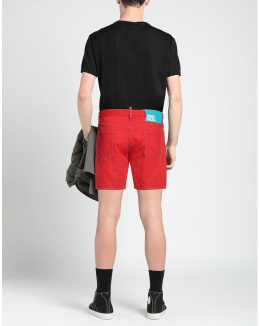 DSquared² Red Denim Shorts for men