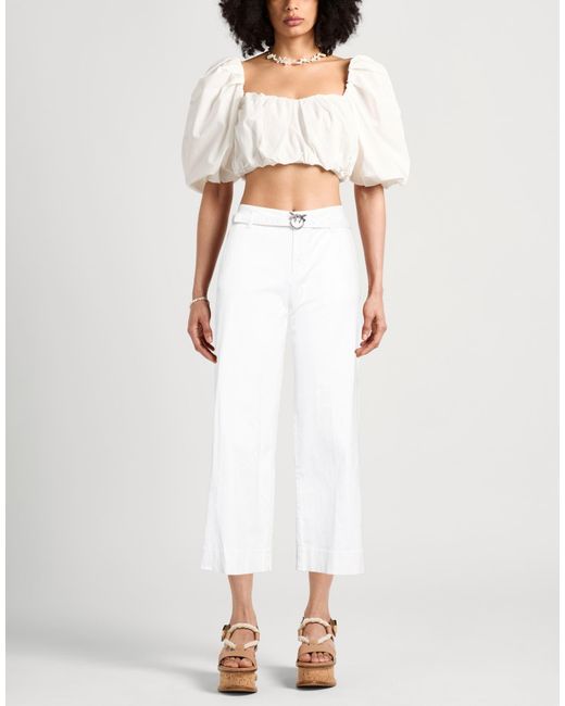 Pinko White Pants Cotton, Elastane