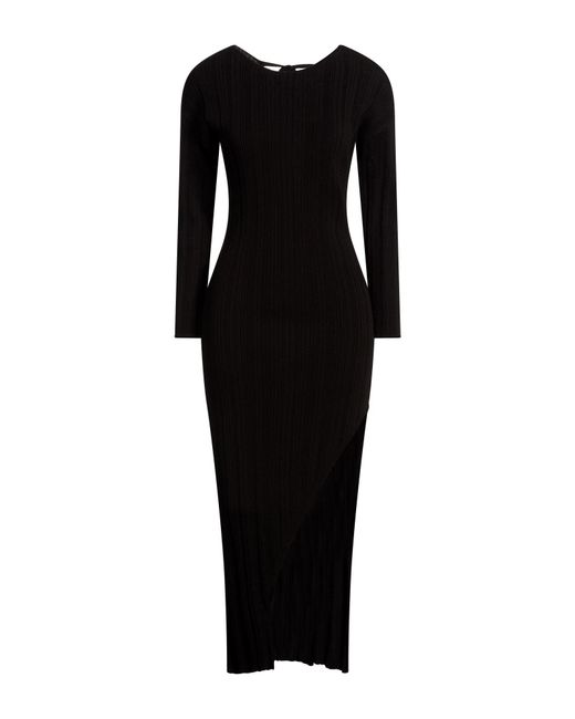 Akep Black Midi Dress Lyocell, Merino Wool, Elastane
