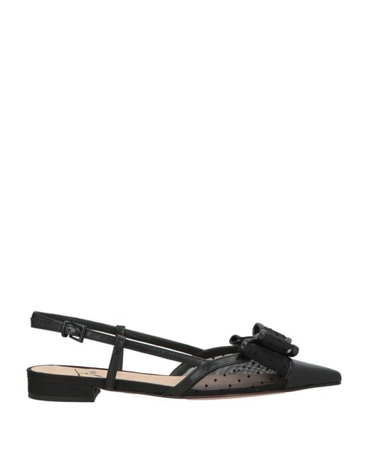 Roberto Festa Black Ballet Flats Leather, Textile Fibers