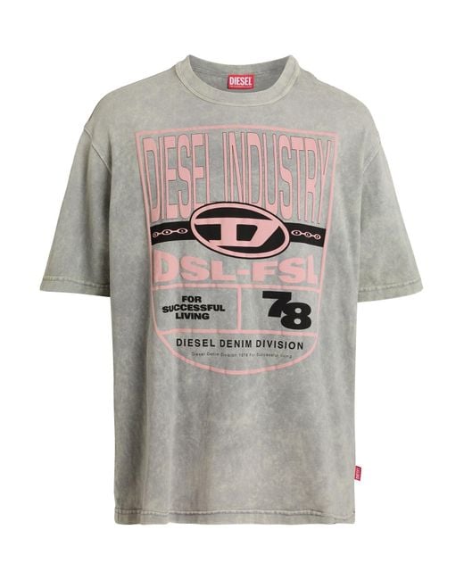 DIESEL Gray T-Shirt Cotton for men