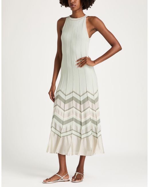D.exterior White Midi Dress Viscose, Elastane, Polyamide, Polyester
