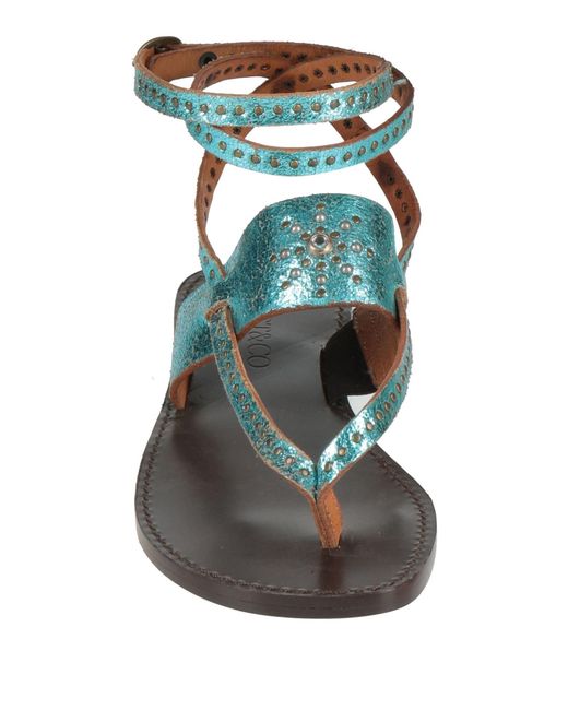 Post & Co Green Thong Sandal Leather