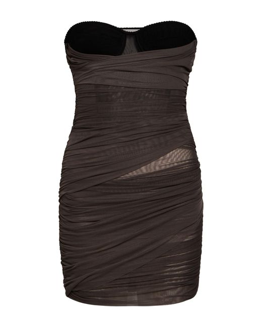 DES_PHEMMES Black Mini Dress Polyamide, Elastane