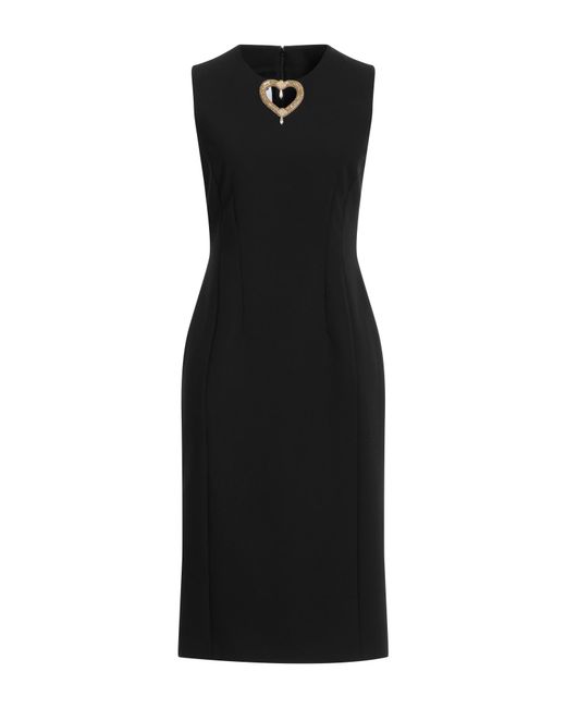 Moschino Black Couture Midi Dress Polyester, Elastane