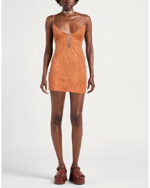 Miss Bikini Orange Mini Dress Polyamide, Elastic Fibres, Metallic Fiber