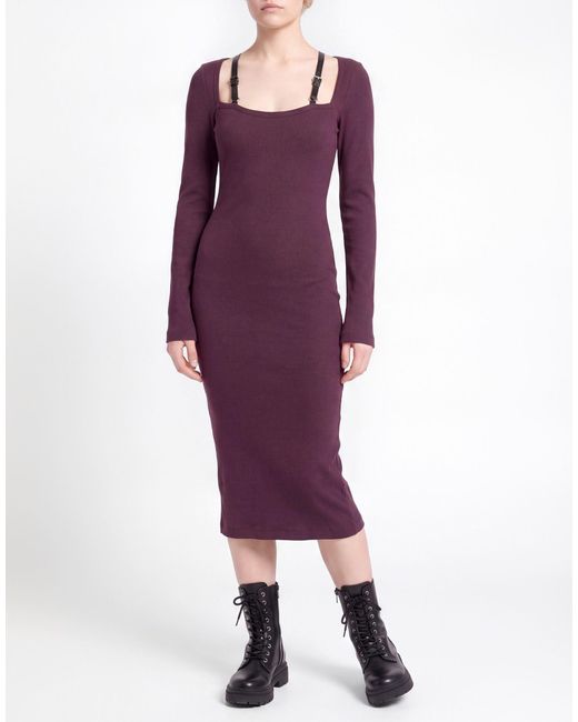 Versace Jeans Couture Purple Midi Dress Cotton, Elastane