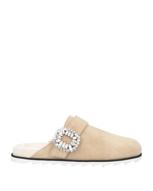 Roger Vivier White Sand Mules & Clogs Leather