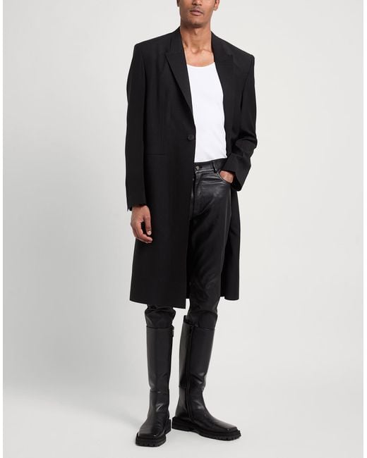 Givenchy Black Overcoat & Trench Coat Wool, Mohair Wool for men