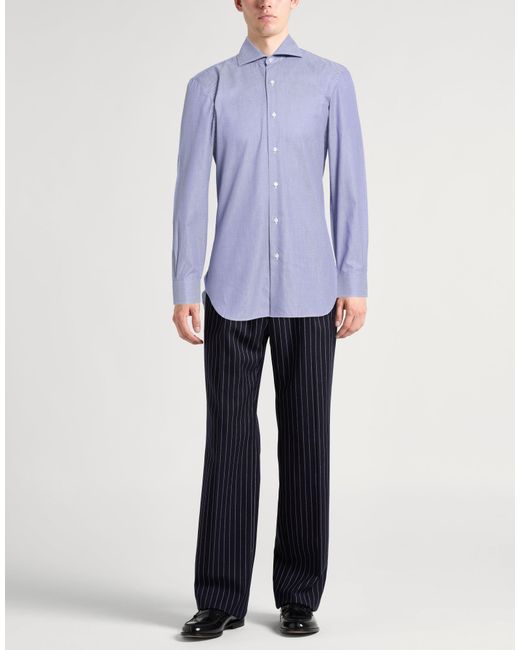 Barba Napoli Blue Shirt Cotton for men