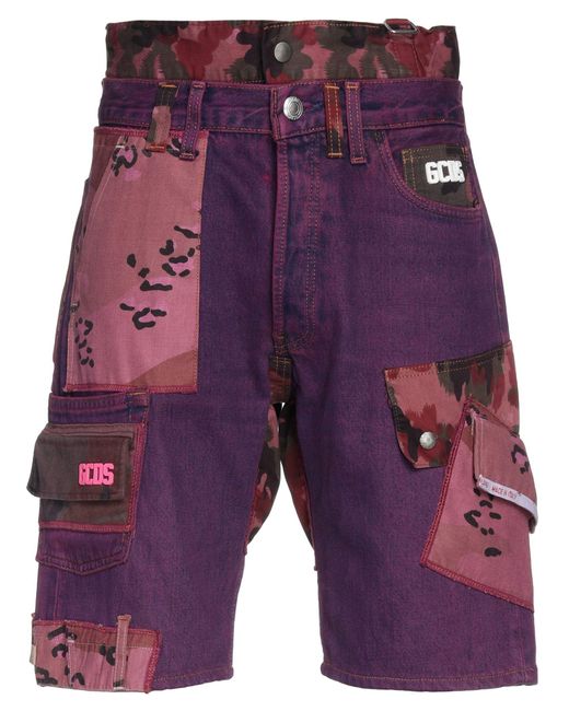 Gcds Purple Denim Shorts for men