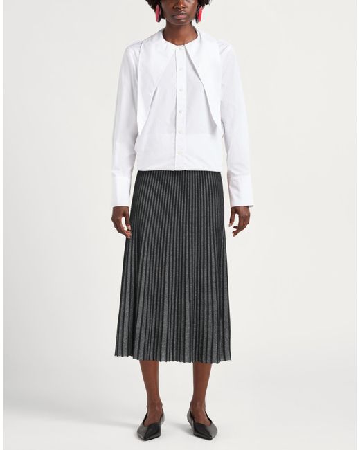 Karl Lagerfeld Gray Midi Skirt Viscose, Nylon, Metallic Fiber, Elastane