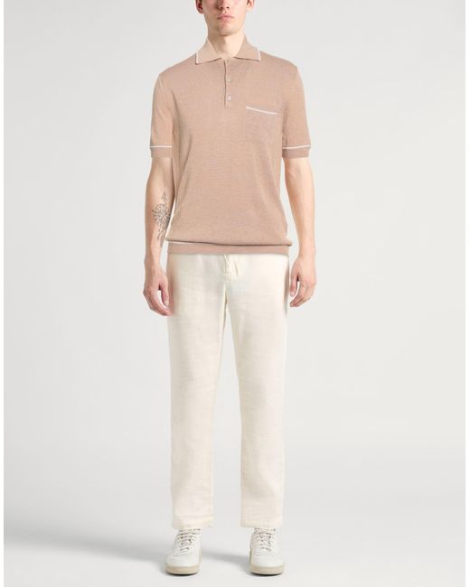 Agnona Pink Sand Polo Shirt Linen, Silk for men