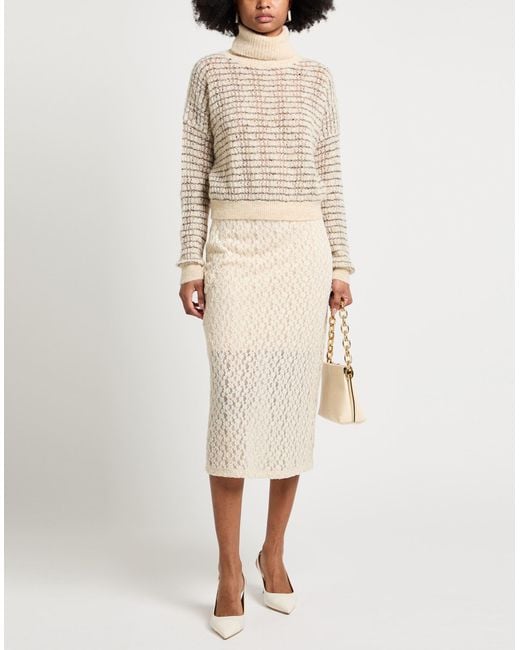 Alysi Natural Ivory Turtleneck Alpaca Wool, Merino Wool, Polyamide, Viscose, Metallic Fiber