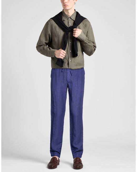 120% Lino Blue Trouser for men